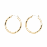 4T_40mm Round Hoop Silver Earrings 18K Gold Plated _Hollow_